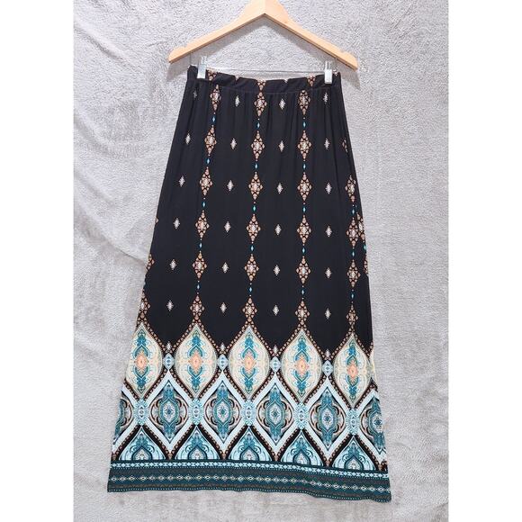 Chico's Womens Black Moroccan Lantern Print Maxi Skirt Size Small Summer Beach - Picture 4 of 10